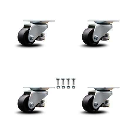 Service Caster Nylon Swvl TP Light Duty Floor Leveling Caster w/2" Diameter Black Wheels, 4PK SCC-TPLV20S50-NYR-220-ZC-4